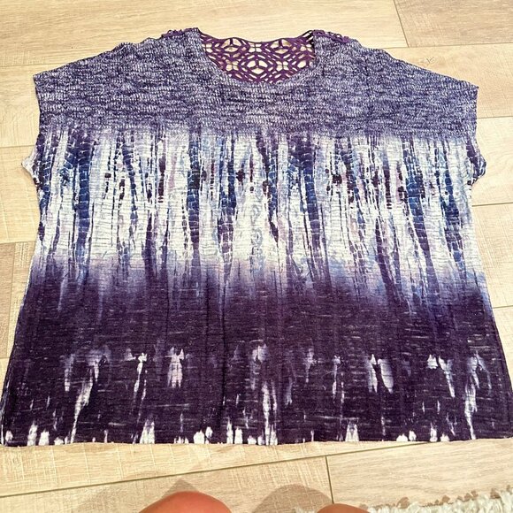 CHRISTOPHER BANKS WOMENS OMBRE' SHORT SLEEVE SHIRT SMALL - Picture 2 of 8